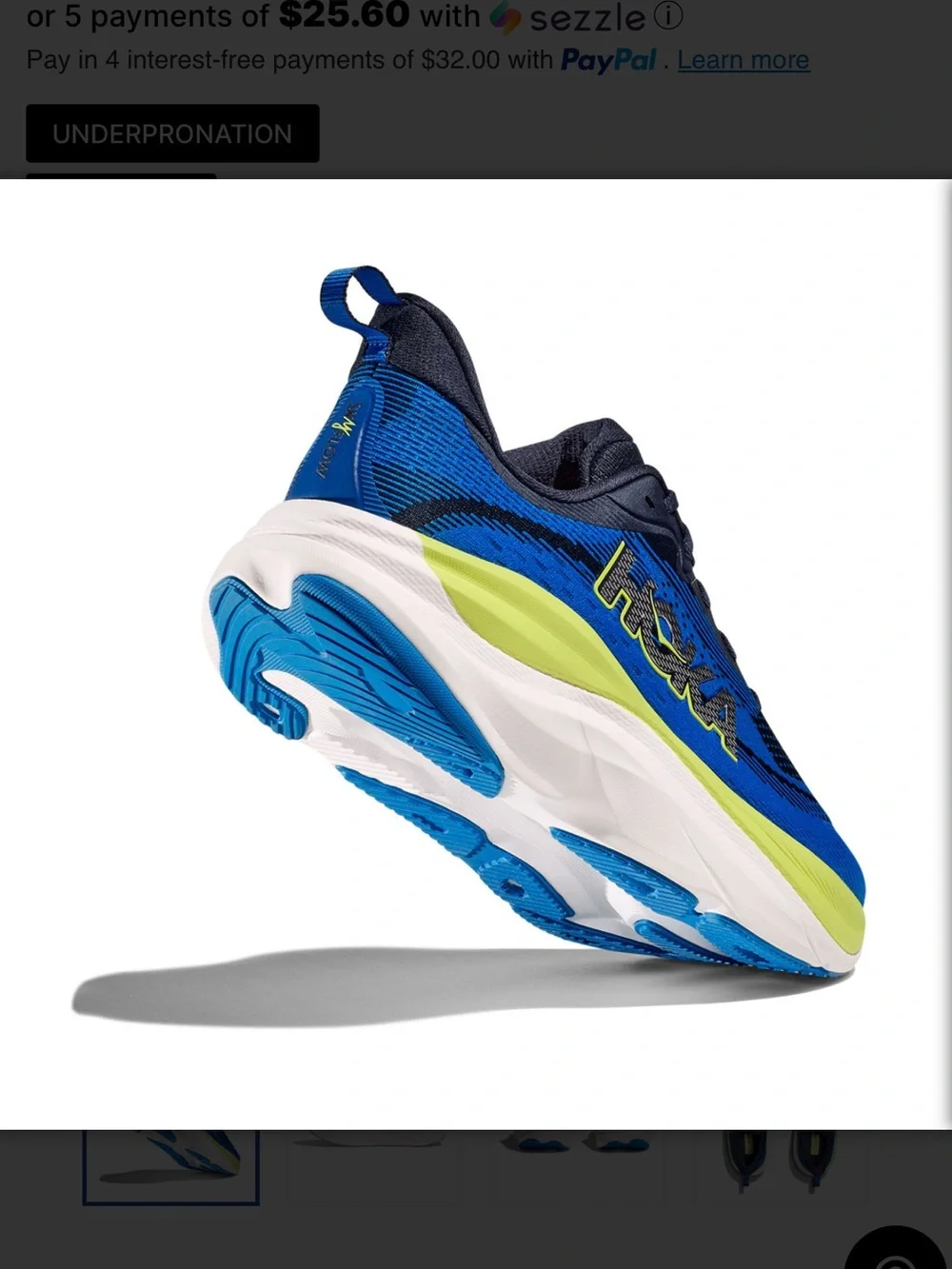 Hoka Men SkyFlow Blue with Neon Green Accent Running Sneakers